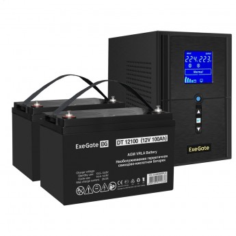 Комплект EXEGATE ИБП EX295987RUS + батарея 100Aч EX282985RUS 2шт Комплект EXEGATE ИБП EX295987RUS + батарея 100Aч EX282985RUS 2шт