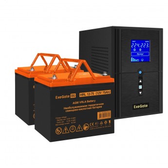 Комплект EXEGATE ИБП EX295988RUS + батарея 75Aч EX285653RUS 2шт