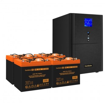 Комплект EXEGATE ИБП EX295990RUS + батарея 55Aч EX285652RUS 4шт Комплект EXEGATE ИБП EX295990RUS + батарея 55Aч EX285652RUS 4шт